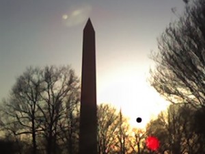 washington monument at sunset